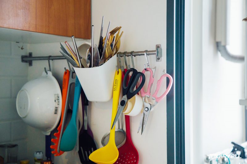Cutlery hanged on the wall