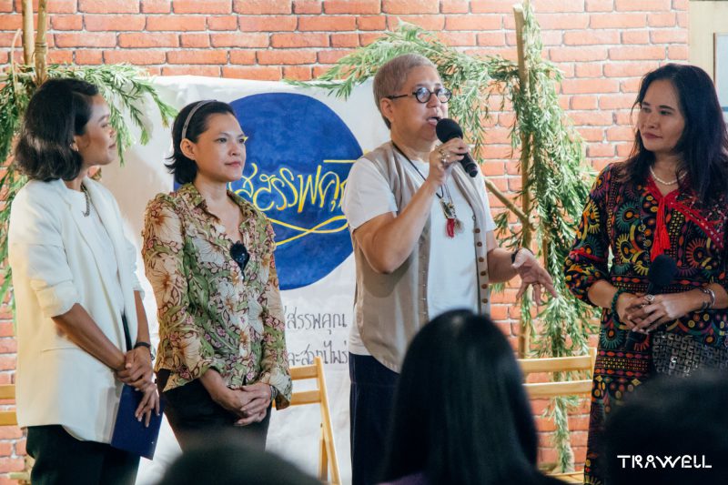 speaker and chef on the stage for the restaurant grand opening event